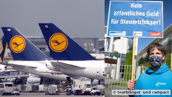 Protest gegen Staatshilfe an Lufthansa