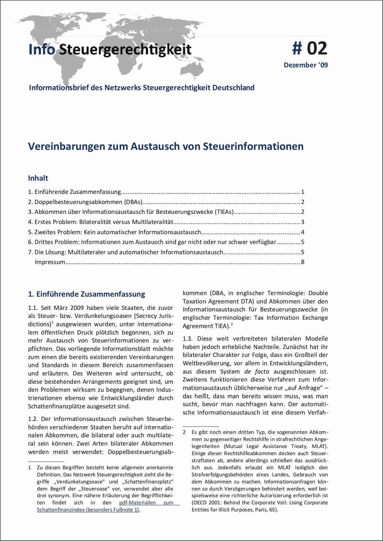 Austausch von Steuerinformationen