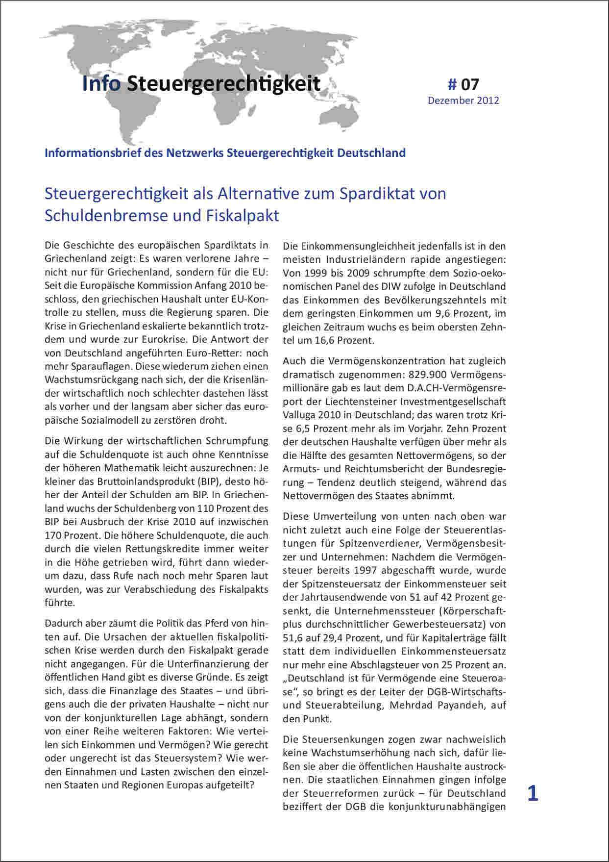 Steuergerechtigkeit als Alternative zur Schuldenbremse